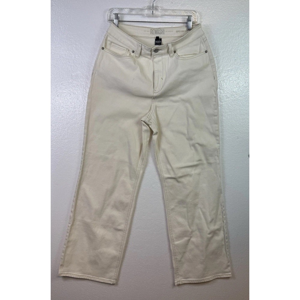 Rewash Brand Jeans Women's Sz 11/30 Cream Ivory White Denim High Rise Boot Cut